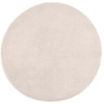 Tapis rond imitation fourrure  doucea  80cm ivoire