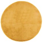 Tapis rond imitation fourrure  doucea  80cm ocre