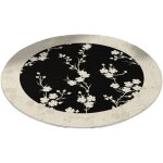 Tapis rond lavable de 2, 6 pieds pour salon, noir et blanc, antidrapant, pour salle  manger, grand ...