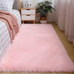 Tapis rose shaggy 60x120 cm hyper doux antid�rapant lavable machine pour chambre fille et salon d�coration ...