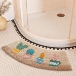 Tapis salle de bain angle antid�rapant absorbant moux doux et confortable tapis de douche arrondi en ...