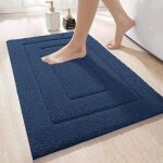 Tapis de salle de bain antid�rapant bleu marine, 50x80 cm, microfibre, doux et absorbant, lavable en ...