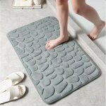 Tapis de salle de bain - motif galets - anti - glisse sur carrelage - 40 x 60 cm, gris