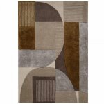 Tapis salon 120 x 170 cm motif gomtrique, beige, marron, gris, laine noble pour un toucher authentique, ...