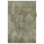 Tapis salon 120 x 170 cm, motif g�om�trique, vert, beige, laine pour une texture chaleureuse, tiss� � ...