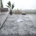 Tapis de salon 160 x 230 cm gris peluche polypropyl�ne doux tapis antid�rapant