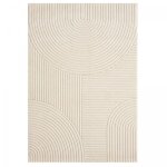 Tapis rond 100 cm cr�me tiss� ? motif simple ? polypropyl�ne facile � entretenir ? anti - acariens et ...