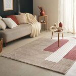Tapis salon et chambre 120x160 mauve et rose rectangle tiss motif gomtrique echo 2