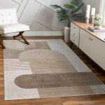 Paco home - tapis de salon chambre � coucher motif g�om�trique arc abstrait cr�me beige 80x300 cm