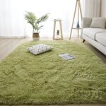 Tapis de salon de chambre � coucher vert herbe, tapis de chambre en daim de 160 � 200 cm de long, tapis ...
