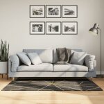 Tapis - tapis de salon - tapis chambre lavable noir et dor� 80x150 cm antid�rapant 902456