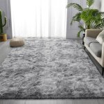 Tapis salon shaggy 160x230cm - descente de lit poils longs - gris clair - doux et confortable