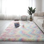 Tapis de salon shaggy 160x230cm rainbow - descente de lit tapis chambre poils longs pour salon chambre ...