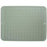 Tapis de sechage vert menthe pour vaisselle avec rainures profilees