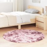 Tapis shaggy  poils longs navarra rose poudr 120x120 cm