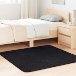 Tapis shaggy � poils longs - tapis de salon - tapis chambre navarra noir 120x120 cm polyester 270695