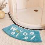 Tapis de sol absorbant incurv en forme d'ventail tapis de porte de douche tapis de toilette antidrapant ...