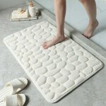 Tapis de sol gaufr en galets, tapis de sol absorbant antidrapant pour entre de salle de bain (blanc ...