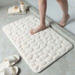 Tapis de sol gaufr� en galets, tapis de sol absorbant antid�rapant pour entr�e de salle de bain (blanc ...