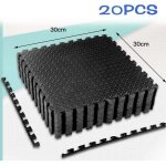 Tapis de sol de gym sport avec 20 dalles de protection en mousse 30cm x 30 cm noir