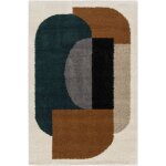 Tapis style berb�re - terre ancestrale - bleu canard, camel - 120 x 170 cm