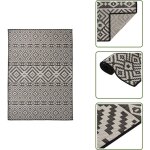 Tapis � tissage plat d'ext�rieur 120x170 cm rayures noires - tapis exterieur - tapis de terrasse - tapis ...