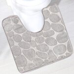 A tapis de toilette antidrapant absorbant tapis contour de wc polyester forme de u gris 40 x 50 cm - ...