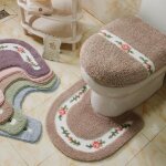 Tapis de toilette antidrapant en forme de u, absorbant l'eau, style pastoral, couleur : camel, taille ...