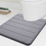 Tapis de toilette en corail polaire, forme u antid�rapant et absorbant, tapis de bain salle de bain wc, ...