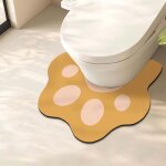 Tapis de toilette avec motif de pattes de chat mignon, tapis de bain en forme de u, tapis impermable, ...