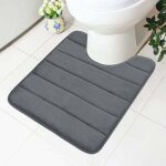 Tapis de toilette en mousse à mémoire de forme antidérapant avec découpe 50 x 60 cm, absorbant, lavable ... Tapis de toilette en mousse à mémoire de forme antidérapant avec découpe 50 x 60 cm, absorbant, lavable ...