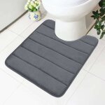 Tapis de toilette en mousse � m�moire de forme antid�rapant avec d�coupe 50 x 60 cm, absorbant, lavable ...