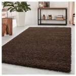 Allotapis - tapis uni  longues mches rectangle swirls marron 60x110