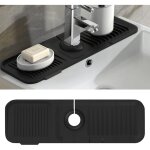Tapis de vidange en silicone pour �vier noir, protection anti - �claboussures, s�chage du robinet, bac ...