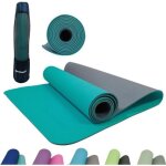 Tapis de yoga - fitness - schildkr�t - 183 x 61 cm - 4 mm - sac inclus - bleu / gris