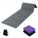 Tapis de yoga, de gym, d'exercices pliable 61 x 183 cm + sac de transport - gris - vivezen