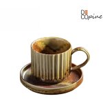Tasse � caf� en c�ramique �maill�e ? decopine ? 250 ml ? jaune d�grad� ? avec soucoupe
