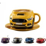 Tasse � caf� cr�ative en acier inoxydable � double couche en forme de voiture, durable, faite � la main, ...