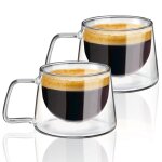Tasses � caf� double paroi avec anse, ensemble isotherme pour latte, cappuccino et expresso