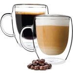 Tasse � caf� - folaya - lot de 2 - verre borosilicate - double paroi - 350 ml