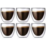 Tasse à café - originale - verre - double paroi - 80ml - set de 6 pièces Tasse à café - originale - verre - double paroi - 80ml - set de 6 pièces