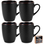 Tasses en ceramique noire 400 ml 4 pcs
