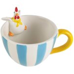 Tasse d�corative originale en porcelaine bleue, motif poule, id�ale pour le caf� ou le th�, style boh�me. ...