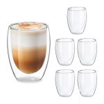 Tasse � latte macchiato, en lot de 6, double paroi, capacit� 350 ml, convient au lave - vaisselle, transparent ...