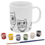 Tasse � peindre en porcelaine en forme de hibou, avec peintures 330 ml
