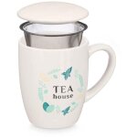 Tasse de porcelaine de porcelaine + filtre + capuchon de th� 340 ml