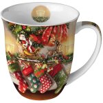 Tasse en porcelaine fine - chaussettes de nol