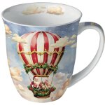Tasse en porcelaine fine - la montgolfi�re du p�re no�l