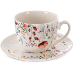 Tasse avec soucoupe porcelaine blanche maki 260 ml
