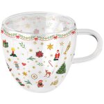 Tasse � th� d�coration de no�l en verre double paroi